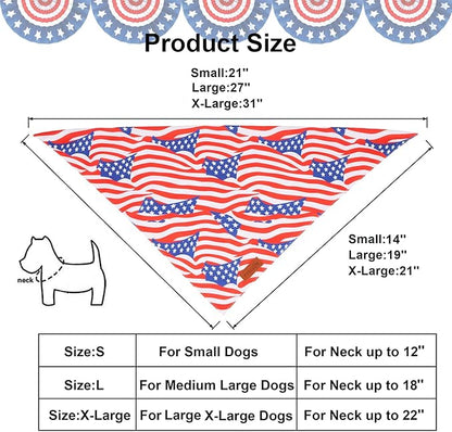 PTDECOR American Flag Dog Bandana 4th of July Dog Scarf Reversible Red Blue Patriotic Bandanas for Large and Extra Large Dogs Pets (Blue & Red, X-Large)