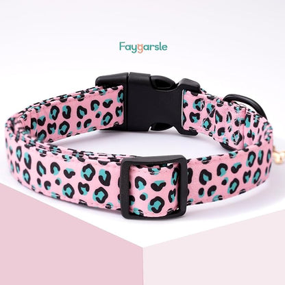 Faygarsle Dog Collar for Small Medium Large Dogs Cute Pink Puppy Collars for Female Dogs Leopard Print Patterned Pet Collars for Summer Spring Wedding Puppy Girl Dog Collar XS