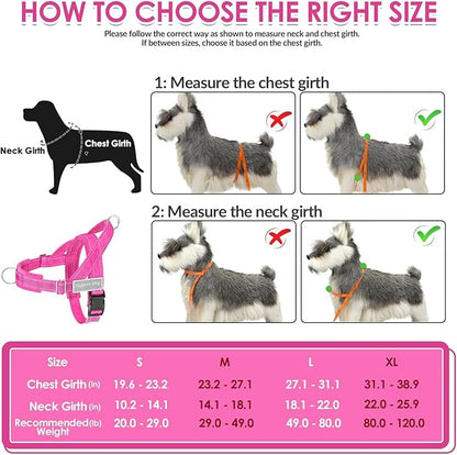 Lukovee No Pull Dog Harness & Leash Set - Heavy Duty Dog Vest Harness with Soft Padded for Medium Large Dogs, Adjustable Reflective Tactical Pet Harness for Easy Walk and Training (M, FU)