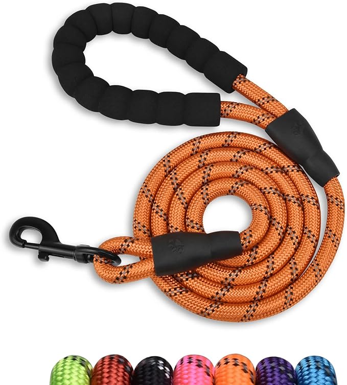 Panykoo 5/6 FT Strong Pet Dog Leash with Soft Padded Handle,Highly Reflective Rope for Night Walking,360-Degree Rotating Metal Buckle Without Tangles,Suitable for Small,Medium and Large Dogs.(5ft)