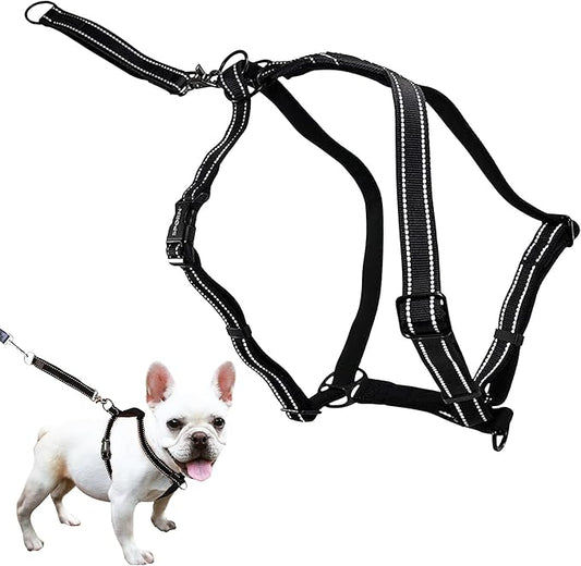 SPORN Ultimate Control No Pull Dog Harness for Small-Sized Dogs - 4-in-1 Adjustable Dog Harness with Front, Back & Dual-Clip Options & Emergency Grab Handle - Easy On/Off, Padded Comfort (Black, S)