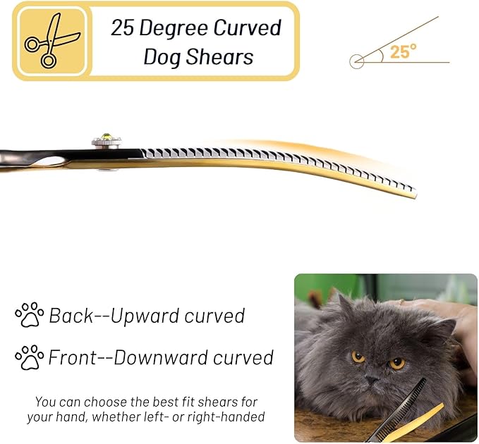 7.5in 25° Curved Thinning Shears for Dog Grooming Scissors, High-end Dog Trimming Scissors, 35 Teeth Chunker, Japan VG10 Steel Sharp, Ergonomic Professional Pet Shears for Dogs Cats Face Paws Groomer
