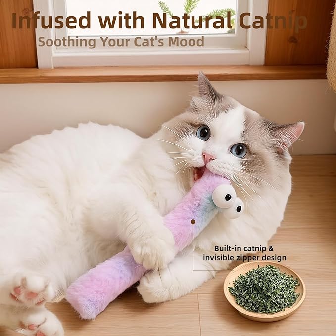 2BB Cat Kicker Toy with Catnip for Indoor Cats –3 Pack Soft Plush Kick Stick Toy for Kicking, Biting & Wrestling – 12.5in Interactive Catnip Toys to Reduce Boredom & Promote Exercise