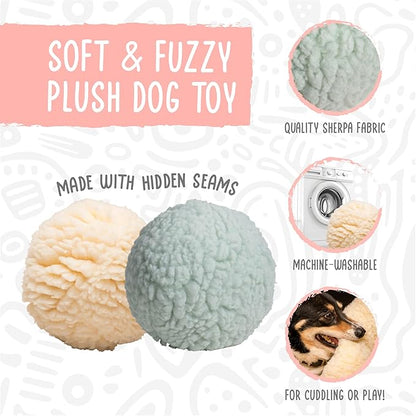 HuggleHounds Plush Ball Dog Toy - Fuzzy Round Ball Dog Toy with Soft Fleece, Durable Stuffed Plush for Small and Large Breeds - 8" HuggleFleece, Large