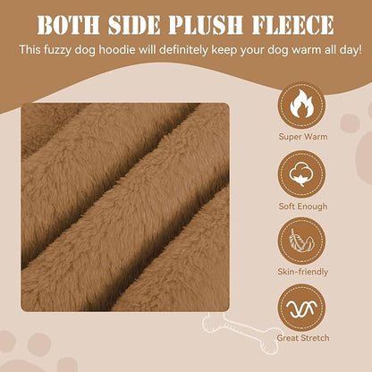 Fuzzy Dog Sweaters for Large Dogs Pet Hoodie Clothes Warm Soft Pet Coats Hooded Sweatshirt Dog Sweaters for Extra Large Dogs(Coffee-XL)