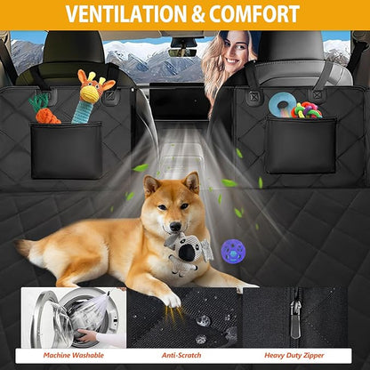 ROUWINNE Back Seat Extender for Dogs-Large Space, Dog Car Seat Cover Hard Bottom Holds 420lbs, Sturdy Backseat Extender for Dogs,Upgraded Material Waterproof Pet Car Bed Dog Hammock for Car, SUV,Truck