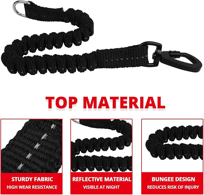 Long Dog Leash 30 FT: Heavy Duty Rope Leashes for Dogs Training with Swivel Lockable Hook Reflective Threads Bungee and Padded Handle - Dog Lead for Large Small Medium Dogs Outside Walking Hiking Red