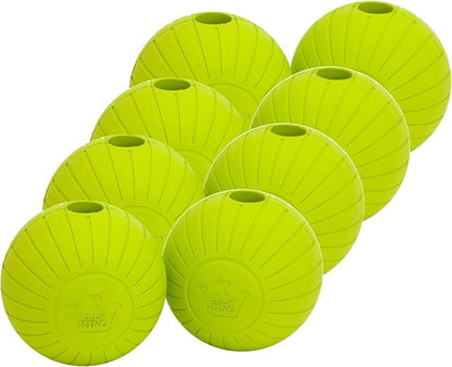 Chew King by Mammoth Supreme Rubber Dog Fetch Balls (8-Pack), Durable 3” Natural Rubber Balls with Safety Air Vent, High Bounce Fetch Toys for Aggressive Chewers, Launcher Compatible - Yellow