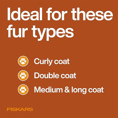 Fiskars Pet, Dog & Cat Grooming Scissors, Precision Stainless Steel Blades & SoftGrip Handle, Cat and Dog Supplies, Orange/Black, Trimming Scissors