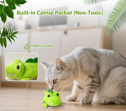 ZeLing HTL Interactive Cat Toys for Indoor Cats - Self-Charging Croc Chase Toy with 360° Motion, Wagging Tail & Catnip, Automatic Exercise Toy for Bored Kittens/Adults(Smooth Fur)