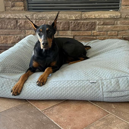 4Knines Luxury Dog Bed Cover – Waterproof Cover for Dog Bed – Heavy Duty Quilted Material – Durable, Machine Washable – USA Based Brand – Extra Large (Fog)