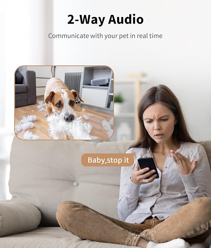 TKENPRO 2K Pet Camera Treat Dispenser, 360°View Dog Camera with Phone App, 5G&2.4G WiFi 2-Way Talk Pet Cam Indoor for Cats Remote Treat Tossing, Motion Alerts, Auto Tracking