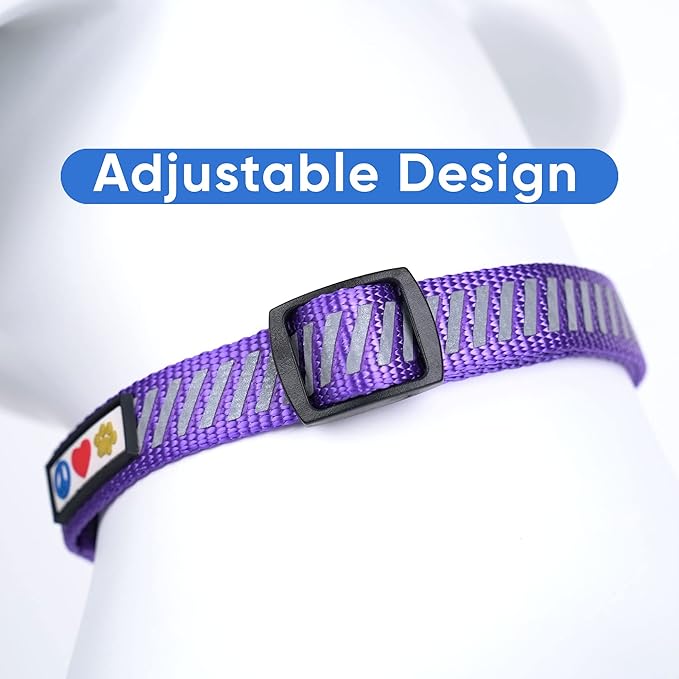 Pawtitas Reflective Dog Collar - Personalized Name & Phone Number, Adjustable for Small Dogs & Puppies - Purple