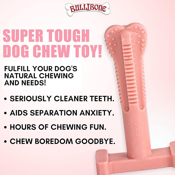 Bullibone Nylon Dog Chew Toy Spin-a-Bone - Interactive Dog Toy, Triggers Natural Instincts, and Improves Oral Health