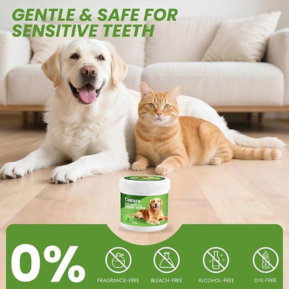 Dog Teeth Cleaning Wipes, Finger Dental Care Wipes for Dogs & Cats | Gentle Dog Tooth Brushing Kit Alternative, Helps Reduce Plaque & Tartar, Fresh Breath | 60 Count, Unflavored