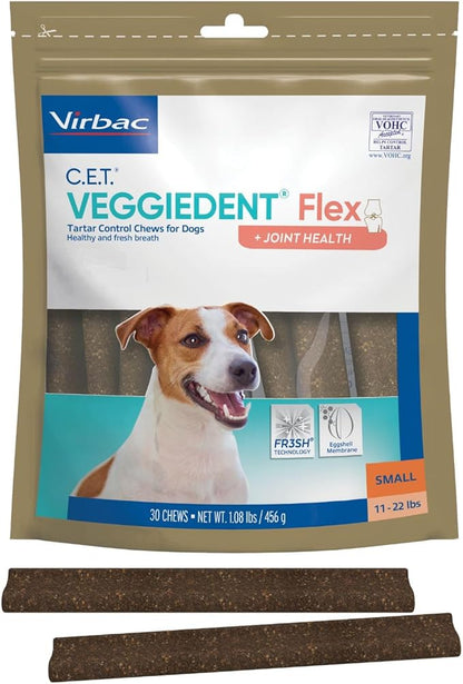Virbac C.E.T. VEGGIEDENT Flex Tartar Control Chews for Dogs - Small