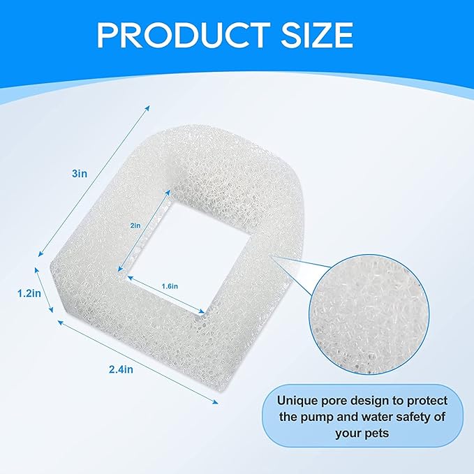 MyfatBOSS Cat Water Fountain Filter Compatible with Petsafe Water Fountain, for Drinkwell Pet Fountain Filters, Replacement Foam Filters for 360 Pet Fountain Seaside Pagoda 1/2 Gallon Fountains 8PCS