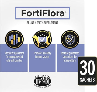 Purina Pro Plan Veterinary Supplements FortiFlora Probiotics for Cats for Digestive Gut Health and Diarrhea - 30 ct. Box