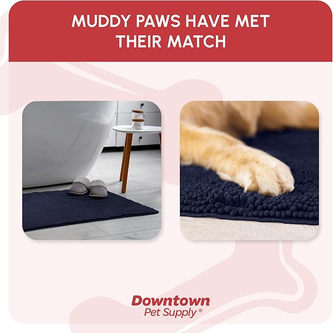 My Doggy Place Dog Mud Mat, 36" x 26" Navy Blue – Thick Microfiber Entry Rug for Snow, Mud & Salt – Absorbent, Quick-Dry, Washer-Safe & Non-Slip, Large