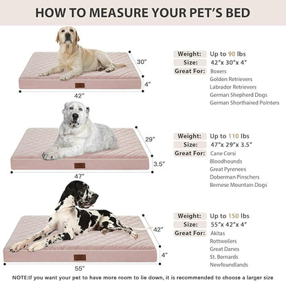 WNPETHOME Orthopedic Big Dog Beds Large Sized Dog, Waterproof Extra Large Dogs Bed with Removable Washable Cover, Multi-Needle Quilting Dogs Crate Bed