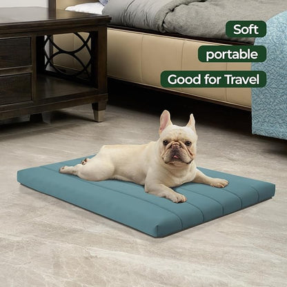 BALANCE Dog Crate Bed, Orthopedic Dog Bed Pad with Waterproof Liner, Washable Crate Foam Pet Mat for Large, Medium, Puppy Dogs Breeds, Powder Blue, 30"x19"x1.6"