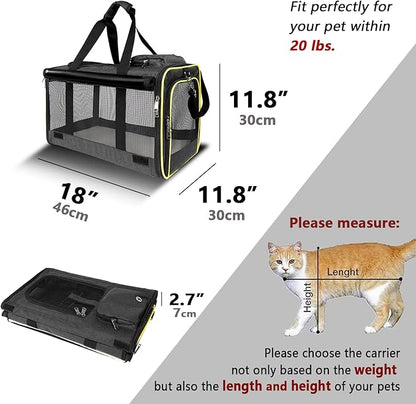 GAPZER Cat Carriers for Large Cats 20 lbs+ Soft Pet Carrier for Small Dog/Durable 2 Kitty Travel Bag/Medium Big Cats Puppy 15 Pounds/Softside Cat Carrier Large