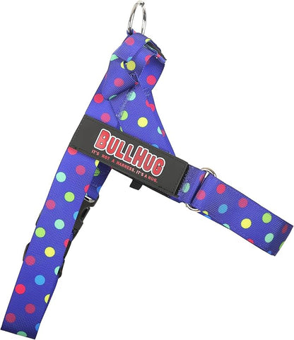 BULLHUG Adjustable Dog Harness– No Pull, No Choke – for English Bulldogs, French Bulldogs, Pugs & Broad-Chested Breeds – Easy, Safe Walks (Polka Dots, Medium)