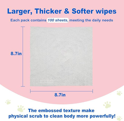 DR.EASY Super Caring Pet Wipes 100ct for Dogs and Cats, Cleans Ears, Face, Butt, Body and Eye Area – Convenient, Ideal for Home or Travel