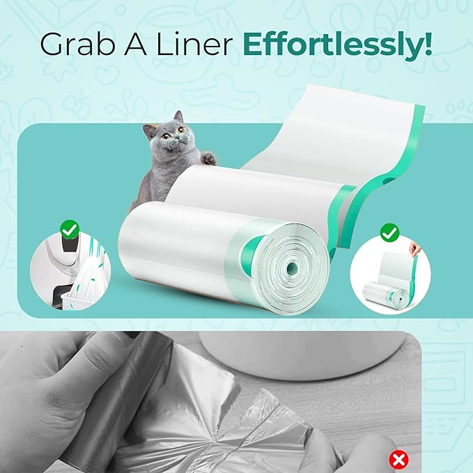 50 Count Cat Litter Liners - 27x13 Inches - Compatible With Neakasa Litter Box M1 & Petpivot Autoscooper 11 litter box - Leak & Tear Proof Heavy Duty Drawstring in Center for Mess-Free Cleaning