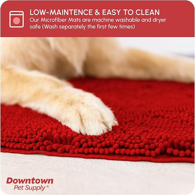 My Doggy Place Dog Mud Mat, 60" x 36" Red – Thick Microfiber Entry Rug for Snow, Mud & Salt – Absorbent, Quick-Dry, Washer-Safe & Non-Slip, X-Large