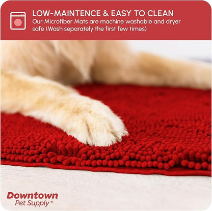 My Doggy Place Dog Mud Mat, 60" x 36" Red – Thick Microfiber Entry Rug for Snow, Mud & Salt – Absorbent, Quick-Dry, Washer-Safe & Non-Slip, X-Large