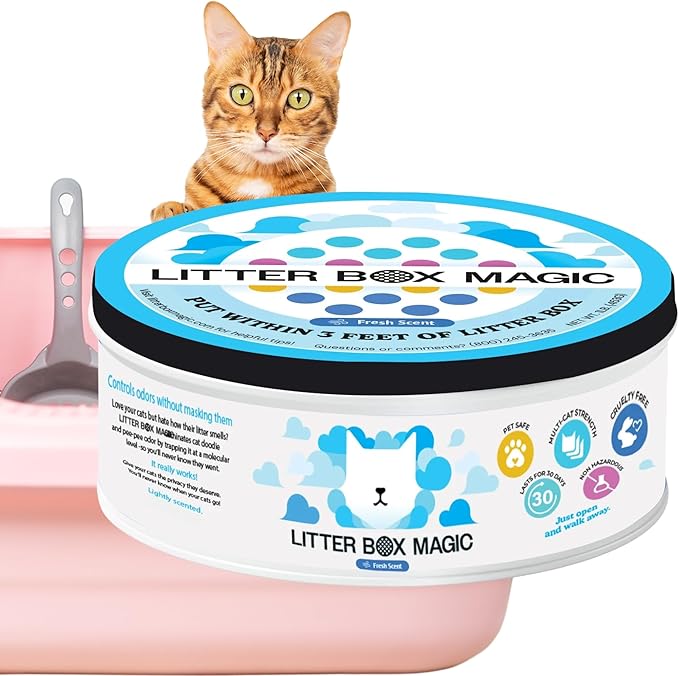 Litter Box Magic Cat Litter Deodorizer Jar (Fresh Scent, 16 Oz, Pack of 1) - Cat Litter Odor Absorber Gel In A Jar - Litter Box Pet Air Freshener - Litter Odor Eliminator to Freshen Air