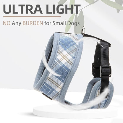 PUPTECK Soft Mesh Dog Harness and Leash Set Pet Puppy Cat Comfort Padded Vest No Pull Harnesses, Sky Blue, L