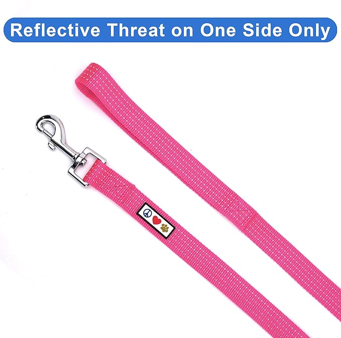 Pawtitas Pink Dog Leash 6 ft XS/S Reflective Durable Lightweight Dog Lead for Small Dogs and Puppies