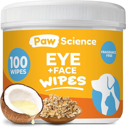 Dog & Cat Eye Wipes - Hypoallergenic Eye & Face Wipes for Cats, Dogs, Kitten and Puppy - Pet Tear Stain Remover & Cleaner - Gently Cleans & Removes Discharge, Crust, & Gunk (Unscented)