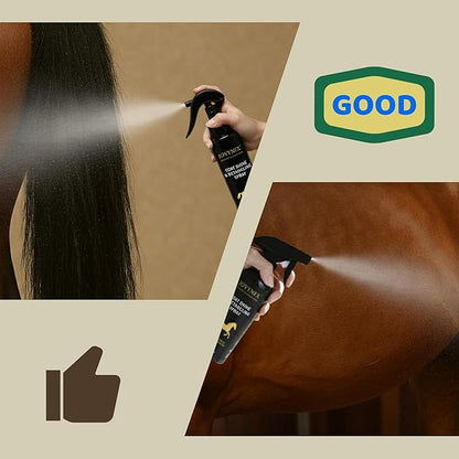 Mane and Tail Coat Detangler Spray, 6.76 Oz Horse Detangler Spray Dematting, Horse Dog Cat Pets Detangler Conditioner for Matted Hair, Brushable Coat, Knots & Tangles, Frizz Control, Radiant Shine