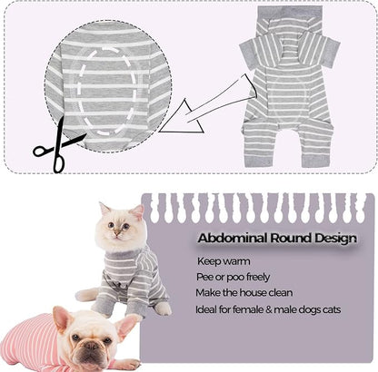 AOKAZI Dog Surgery Recovery Suit, Puppy Cat Onesie for Shedding Skin Disease Wound Protection, Medical Pet Surgical Suit w/Long Sleeve, Dog Pajamas (Grey, X-Large)