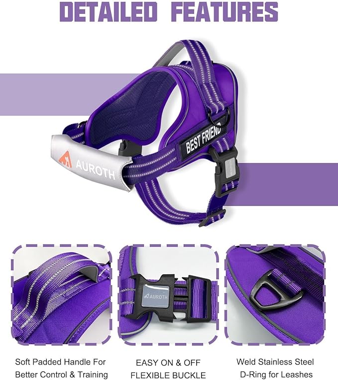 AUROTH Dog Harness and Leash Set, Soft Padded No Pull Dog Harness with 5.25FT Dog Leash, No Choke, Easy On Pet Vest, Adjustable Reflective Dog Vest Small Sized Dog, Easy Walking and Training