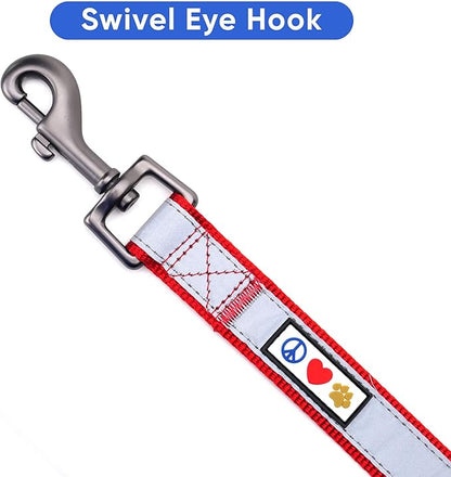 Pawtitas 6 FT Padded Dog Leash with Comfortable Neoprene Padding Handle - Red Lead | Small Reflective Dog Leash with Highly Reflective Band Perfect for Medium and Large Dogs and Puppies.