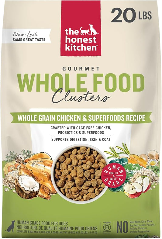 The Honest Kitchen Human Grade Whole Food Clusters Dry Dog Food - Whole Grain Chicken & Oat, 20 lb Bag