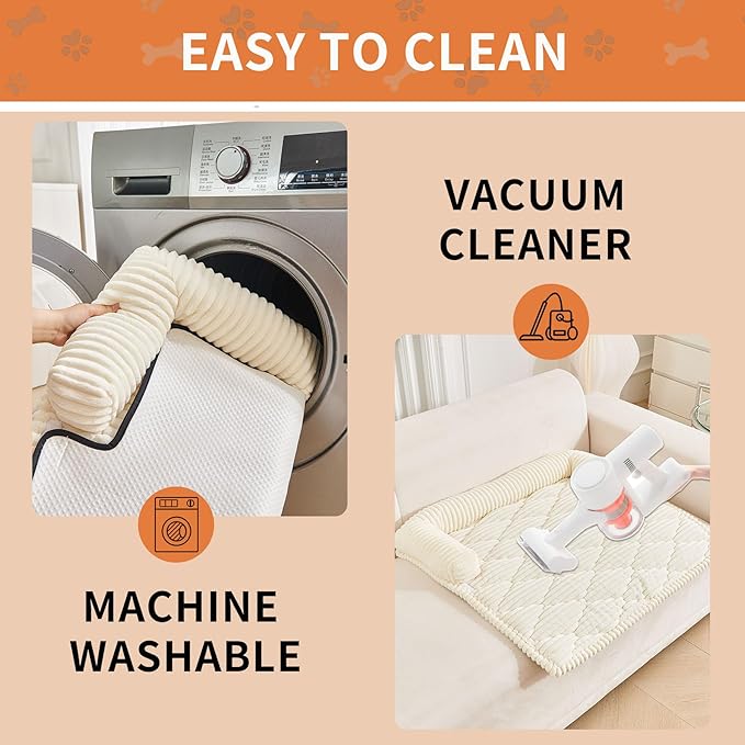 HAOMAIJIA Dog Couch Bed for Large Dogs, Non Slip Pet Couch Covers for Sofa Thick Soft Washable Dog Couch Cover Protector All Seasons Universal Dogs and Cats Bed Mat (Off White, Large)