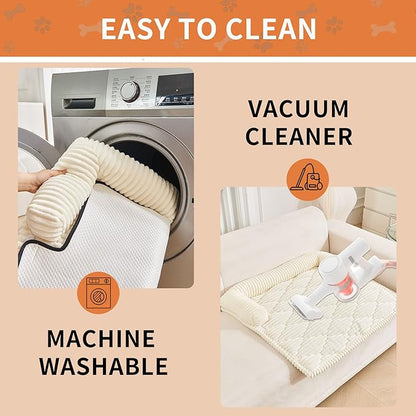 HAOMAIJIA Dog Couch Bed for Large Dogs, Non Slip Pet Couch Covers for Sofa Thick Soft Washable Dog Couch Cover Protector All Seasons Universal Dogs and Cats Bed Mat (Off White, Large)