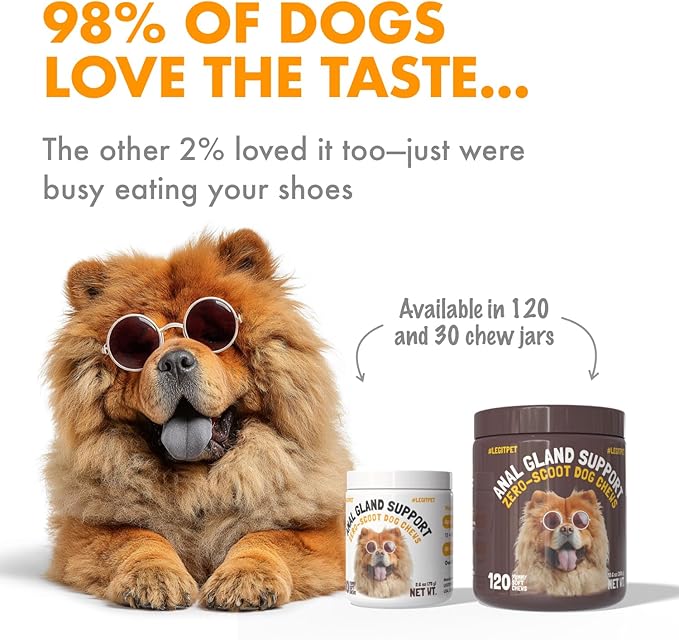 LEGITPET Anal Gland Relief Chews for Dogs Fiber & Digestive Support Supplement Soft Treats for Healthy Bowel & Gland Function Helps Reduce Scooting Promotes Dog Health & Comfort 120 pcs