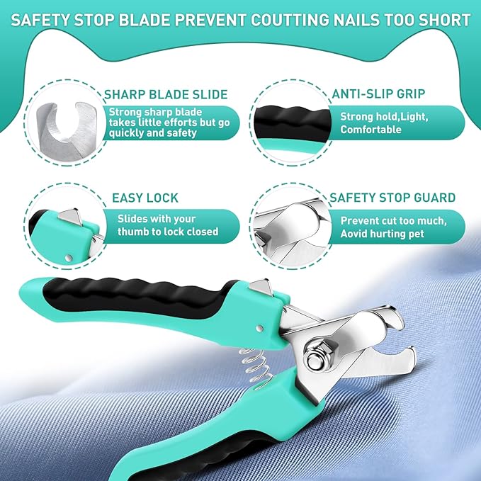 WOPQAEM 2 Pcs Self Cleaning Slicker Brush & Nail Clippers for Dog and Cats,Shedding Long and Short Haired Pets,Skin Friendly Deshedding Grooming Tool