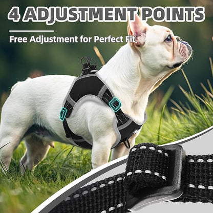 PUPTECK No Pull Dog Harness Small Sized Dog, Adjustable Reflective Escape Proof Easy Control, Comfortable Soft Padded Step in Pet Vest Harness, Black, XS