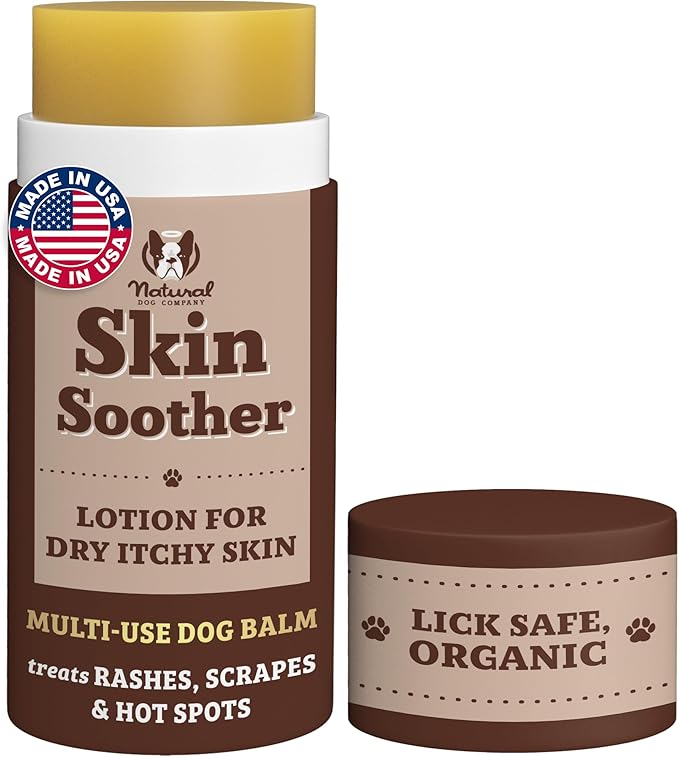 Natural Dog Company Skin Soother Balm for Dogs – Dog Skin Balm for Dry Winter Skin, Seasonal Sensitivity & Environmental Stress, Dog Moisturizer with Coconut Oil, Calendula & Vitamin E, 2 oz Stick