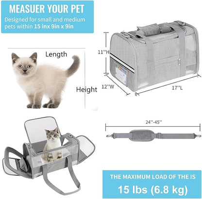 Seclato Cat Carrier Pet Carriers Airline Approved for Small Dogs Kitten Carriers for Small Medium Cats Under 15lb, Collapsible Soft Sided TSA Approved Travel Carrier, Pink