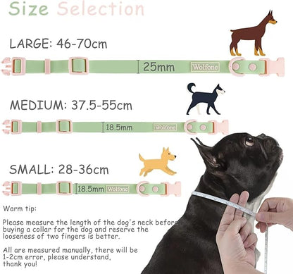 Wolfone Waterproof Dog Collar with Quick Release Buckle， Cute Adjustable Collar for Dogs Comfort Sturdy Durable Odor Proof Easy Care（Mint Green 46-70cm）