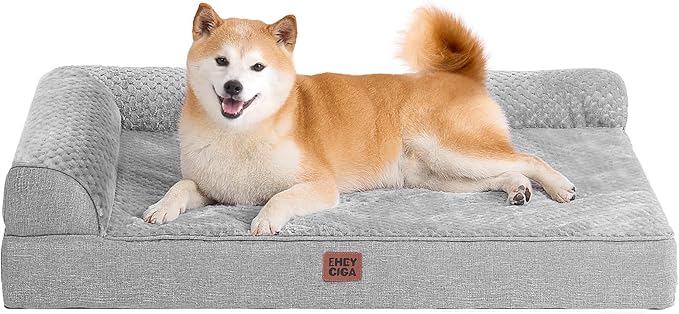 EHEYCIGA Memory Foam Dog Bed Large Size Dogs, Orthopedic Dog Bed Large with Washable Removable Cover, Waterproof Pet Sofa Couch with Nonskid Bottom, 36x27x6, Grey