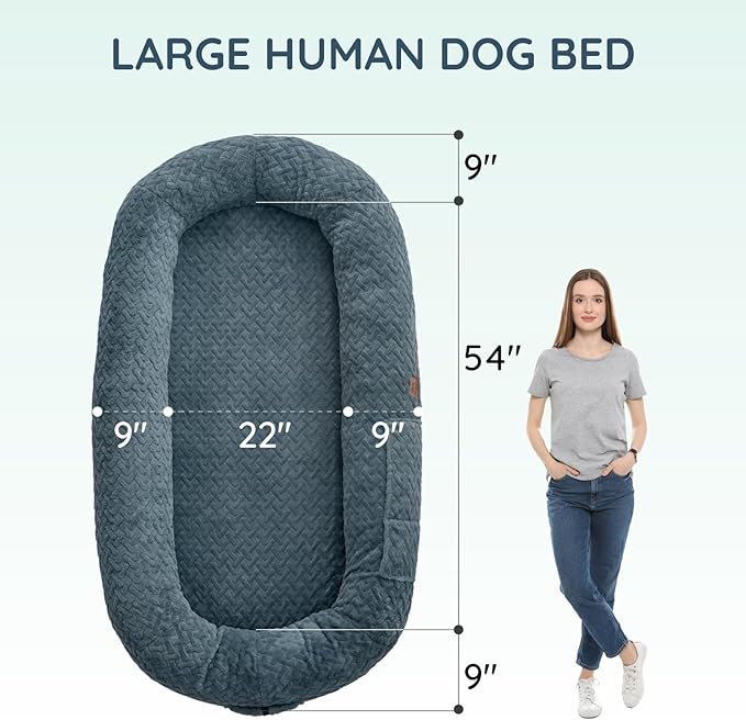 ChiXnuggle Human Dog Bed Cover - Luxury Faux Fur Giant Size Dog Bed Cover, 72"x40"x10", Grayish Blue